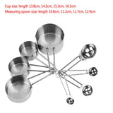 8pcs set Stainless Steel Measuring Cups&Spoons Kit Sugar Coffee Milk Kitchen Gadget Baking Tool - Extra Image