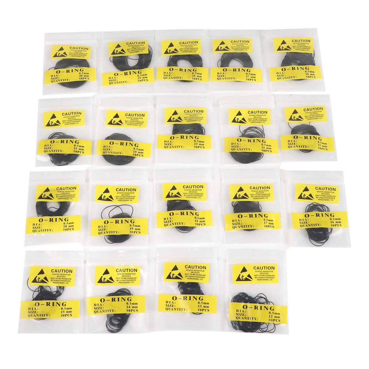 950pcs Set 12mm30mm Universal Rubber O Ring Watch Back Cover Seal Gaskets (0.5mm)