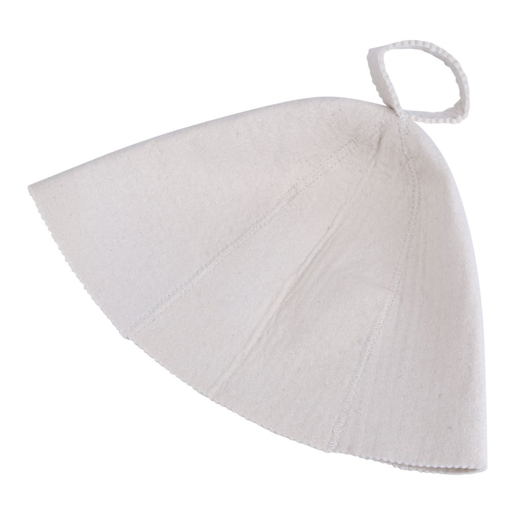 White Wool Felt Sauna Hat Cap for Russian Banya Sauna Hut With Hang Loop Supply