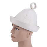 White Wool Felt Sauna Hat Cap for Russian Banya Sauna Hut With Hang Loop Supply - Side View