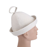 White Wool Felt Sauna Hat Cap for Russian Banya Sauna Hut With Hang Loop Supply - 45-Degree Angle