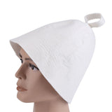 White Wool Felt Sauna Hat Cap for Russian Banya Sauna Hut With Hang Loop Supply - Rear View