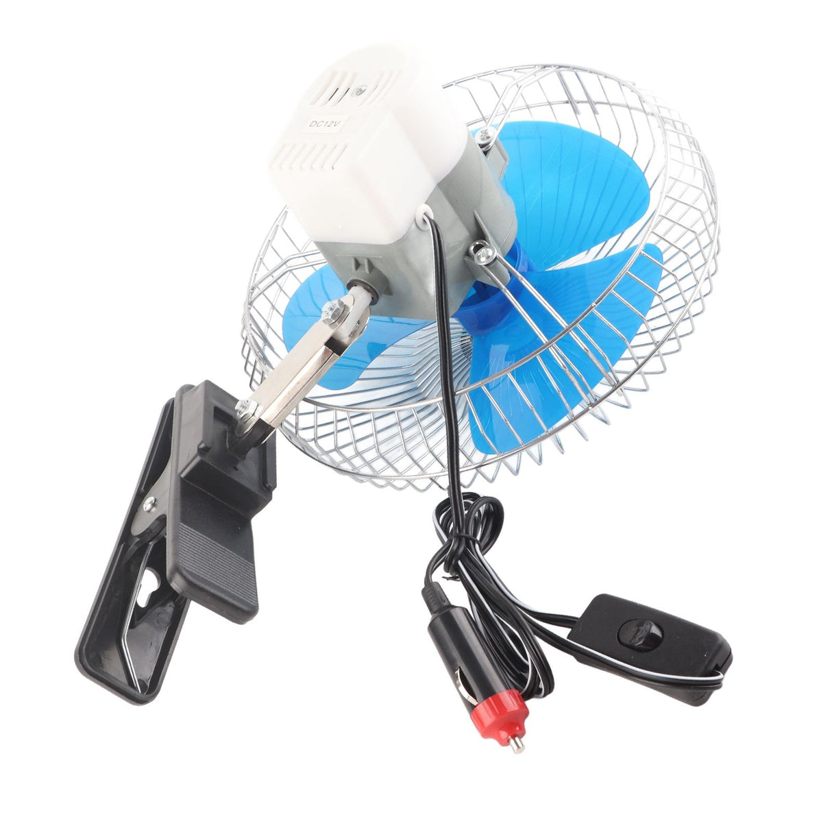 12V 25W Mini Portable Auto Vehicle Clip On Cooling Oscillating Fan for Car Truck Dashboard