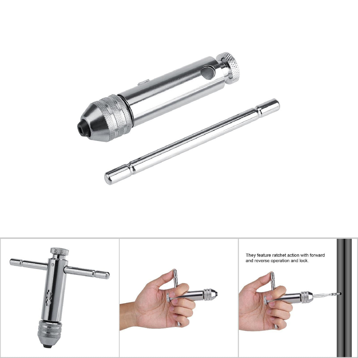 Adjustable T Bar Handle Ratchet Tap Wrench M3 M8 & M5 M12 For Tap & Die Set (M5 M12 Short)