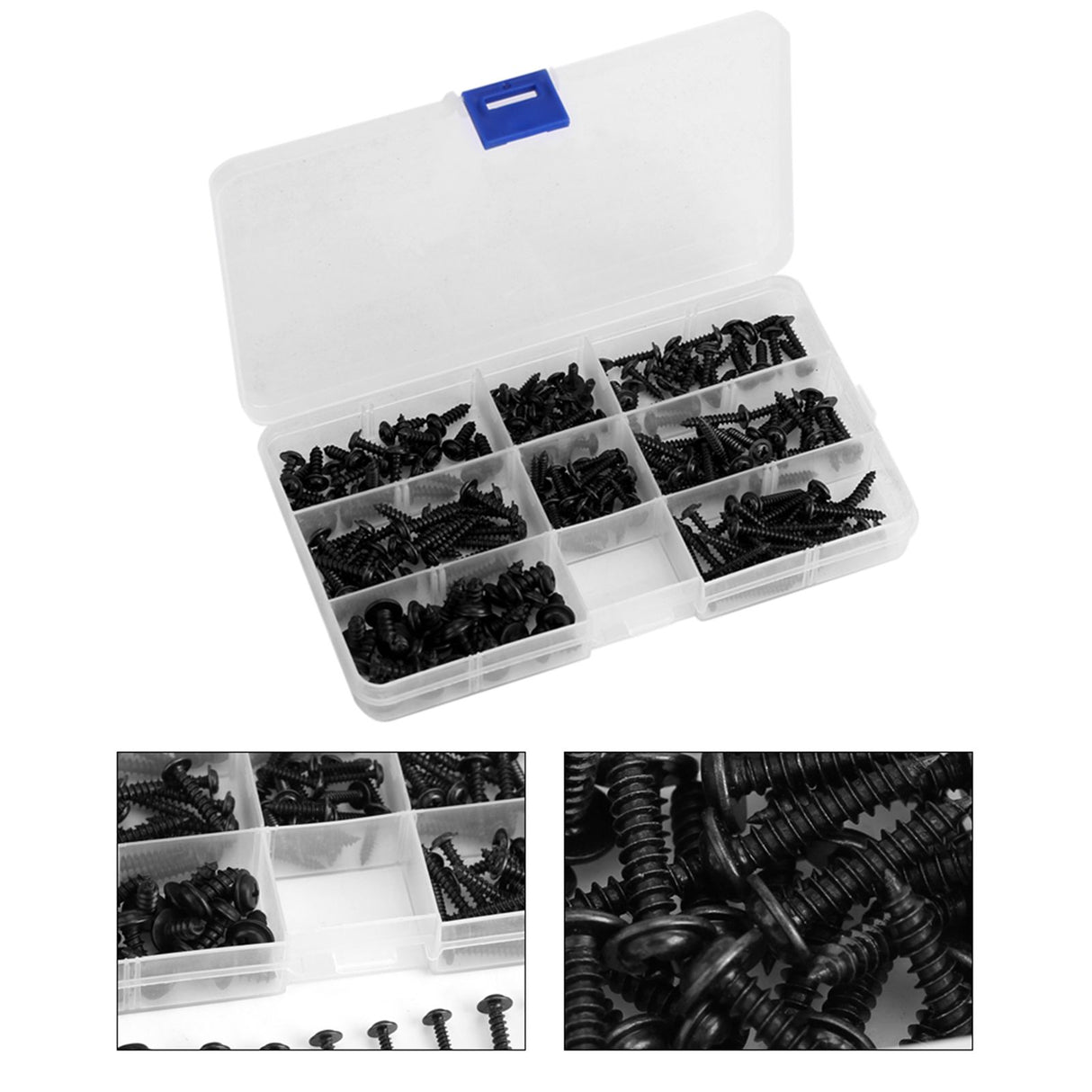 200Pcs Carbon Steel Round Head Self Tapping Screw Tools Accessories Set Screws Kit