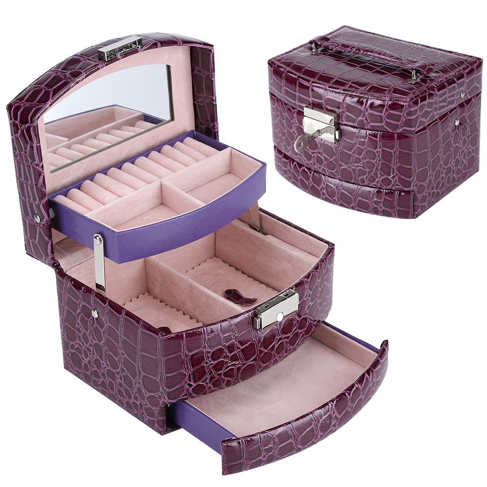 3 Layers Jewelry Necklace Ring Storage Box Case Lady Gift Home Supplies