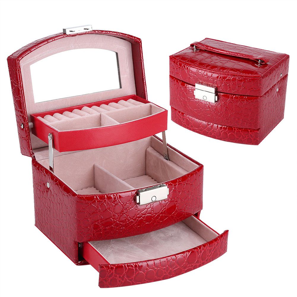 3 Layers Jewelry Necklace Ring Storage Box Case Lady Gift Home Supplies