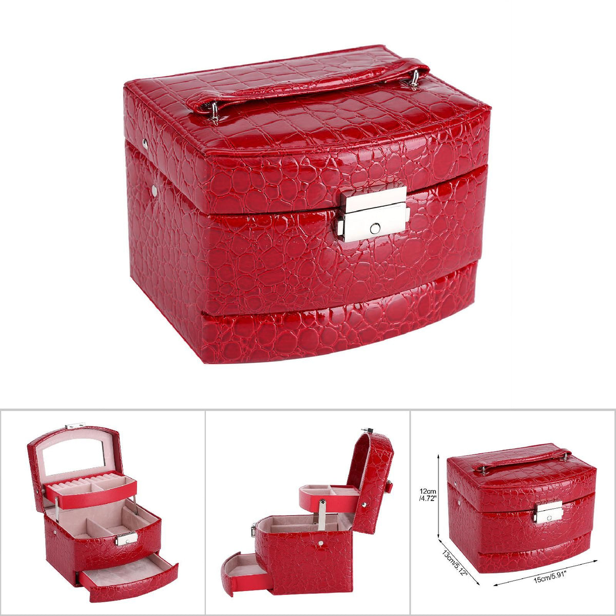 3 Layers Jewelry Necklace Ring Storage Box Case Lady Gift Home Supplies