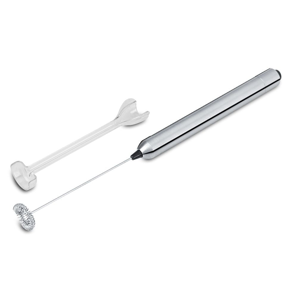 Kitchen Stainless Steel Handheld Battery Operated Electric Coffee Milk Frother with Spoon