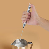 Kitchen Stainless Steel Handheld Battery Operated Electric Coffee Milk Frother with Spoon