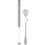Kitchen Stainless Steel Handheld Battery Operated Electric Coffee Milk Frother with Spoon - Extra Image