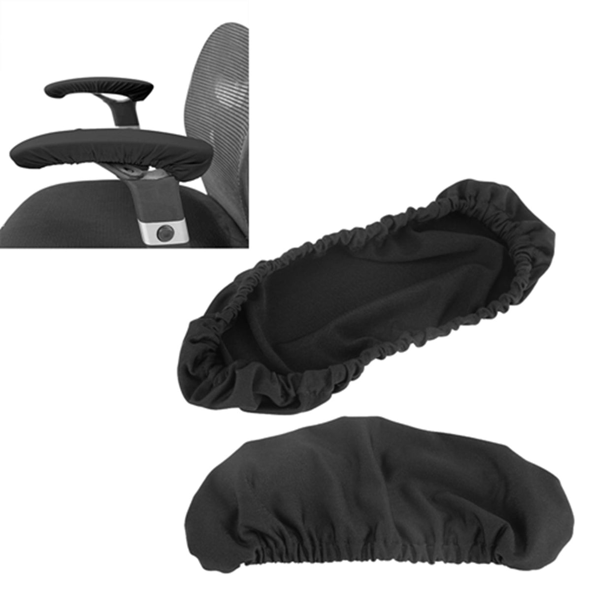 1 Pair Removable Chair Armrest Covers Elastic Protector Office Armchair Cover Black