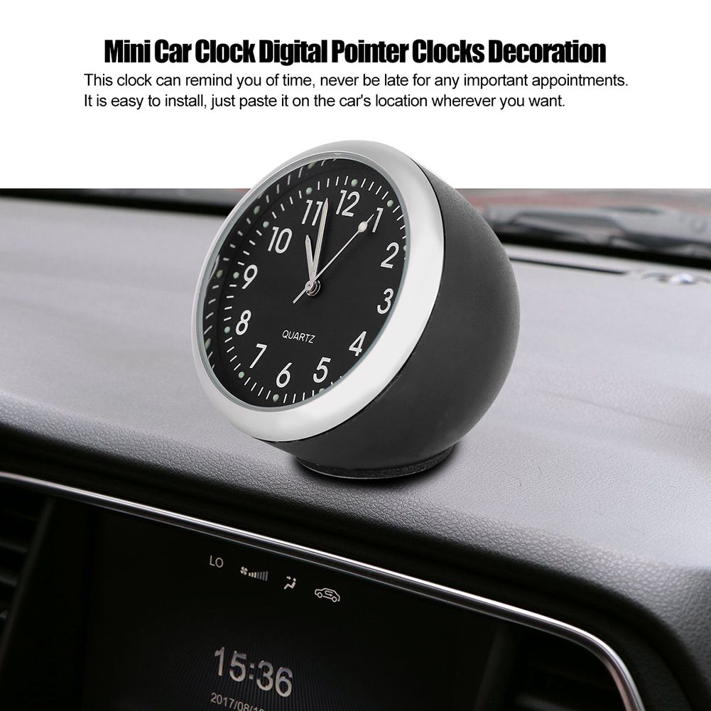 Mini Car Quartz Clock Digital Pointer Clocks Decoration with Night Light