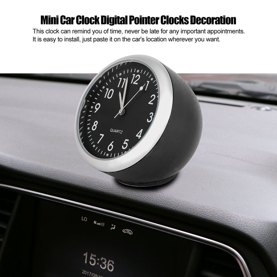 Mini Car Quartz Clock Digital Pointer Clocks Decoration with Night Light