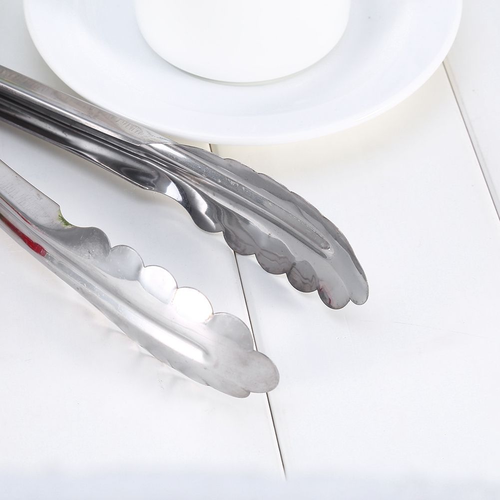 9" Stainless Steel BBQ Clip Buffet Food Tongs Bread Steak Kitchen Serving Clamp Tools