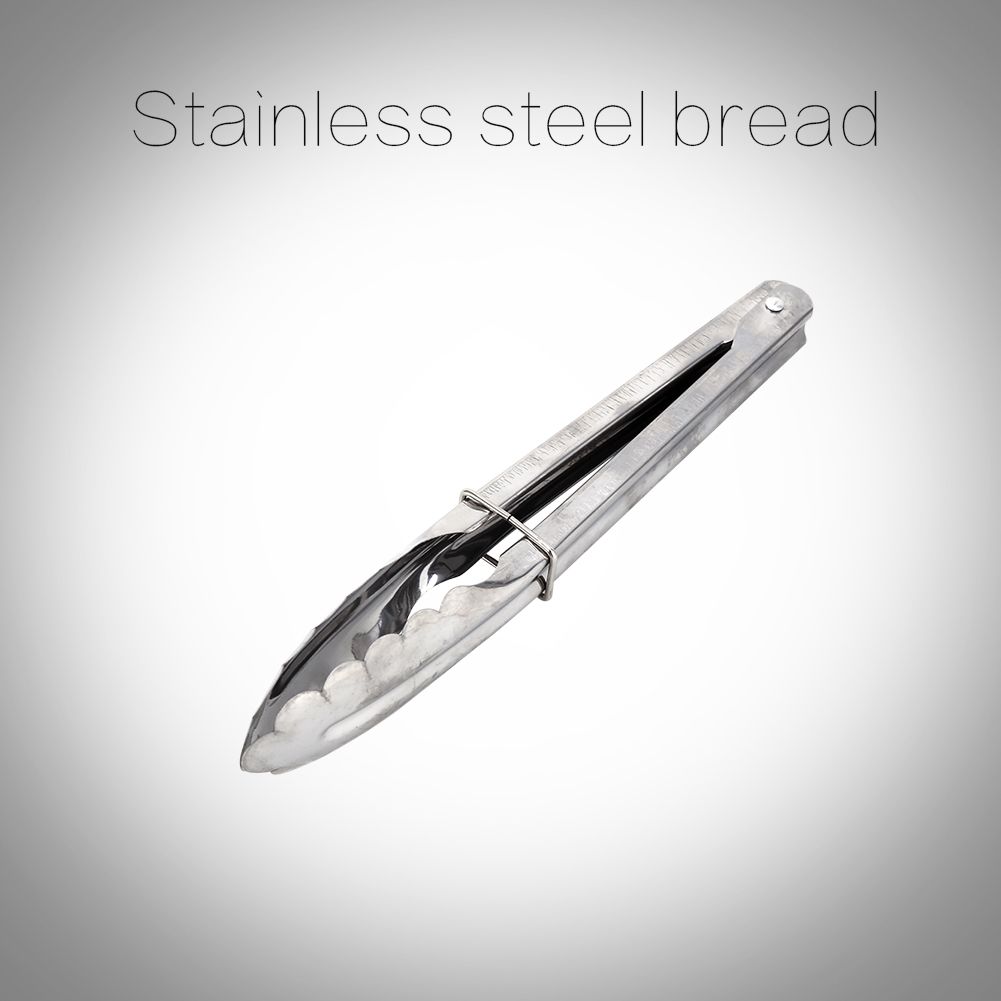 9" Stainless Steel BBQ Clip Buffet Food Tongs Bread Steak Kitchen Serving Clamp Tools