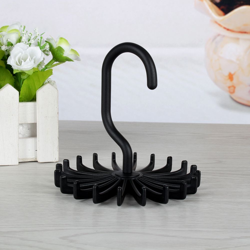 Adjustable Rotating Tie Rack Hanger 20 Hooks Neck Belt Scarf Holder Organizer