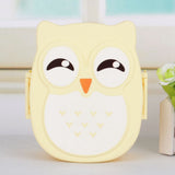 Plastic Portable Cartoon Owl Lunch Box Food Safe Microwave Storage Container - Side View