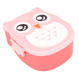 Plastic Portable Cartoon Owl Lunch Box Food Safe Microwave Storage Container - Side View