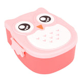Plastic Portable Cartoon Owl Lunch Box Food Safe Microwave Storage Container - Top-Down View