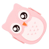 Plastic Portable Cartoon Owl Lunch Box Food Safe Microwave Storage Container - 45-Degree Angle