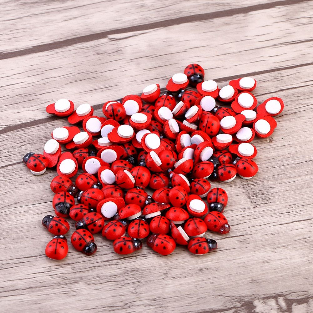 100pcs/bag Animal Wooden Ladybug Sponge Home Decoration Wall Sticker Craft For Children Kids