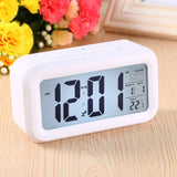 LED Backlight Digital Snooze Desk Alarm Clock Temperature Calendar Display Local - Rear View