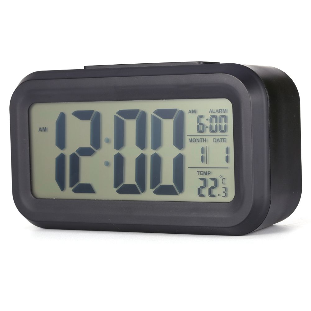 LED Backlight Digital Snooze Desk Alarm Clock Temperature Calendar Display Local