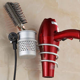 Hair Dryer Holder Stainless Steel Hair Dryer Holder Wall Hanging White High Load Capacity - Low Angle