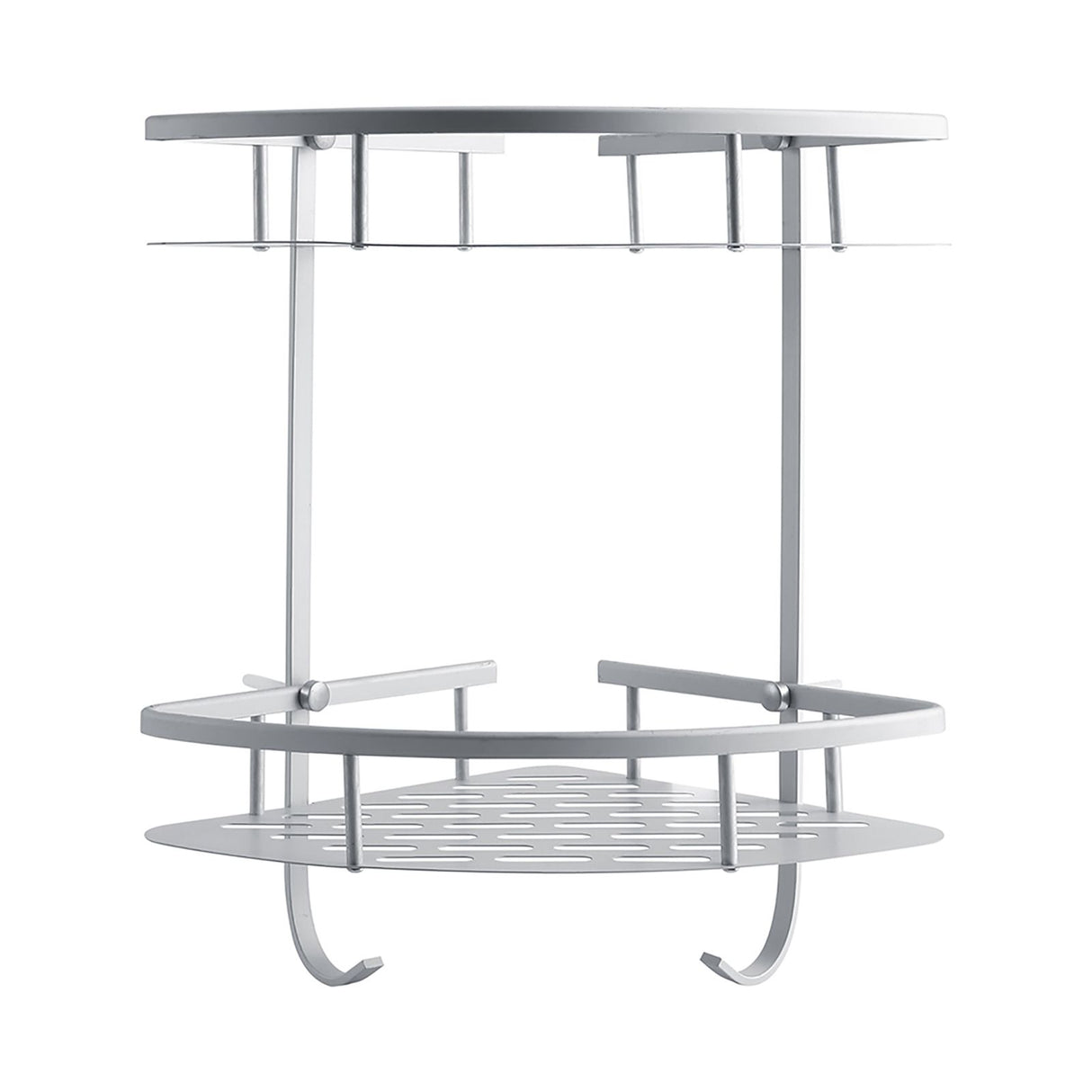 Aluminum Dual Tier Shower Caddy Shelf Bathroom Corner Rack Storage Towel Holder