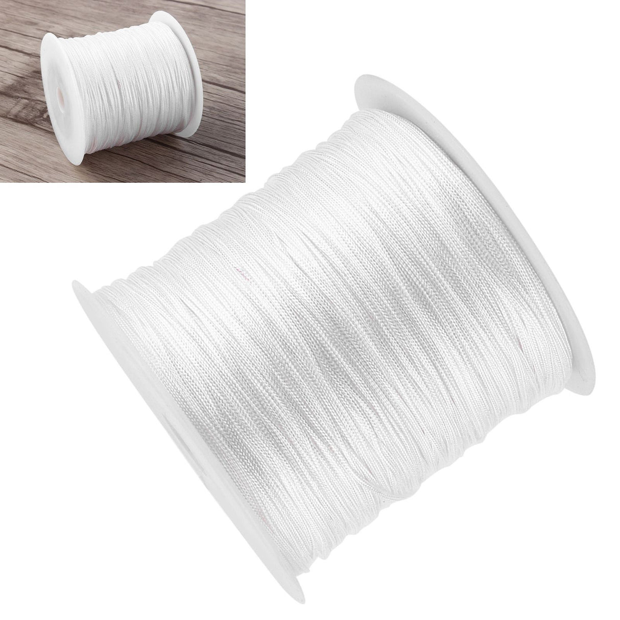 100M x 0.8mm Nylon Chinese Knot Cord Rattail Macrame Shamballa Thread String White
