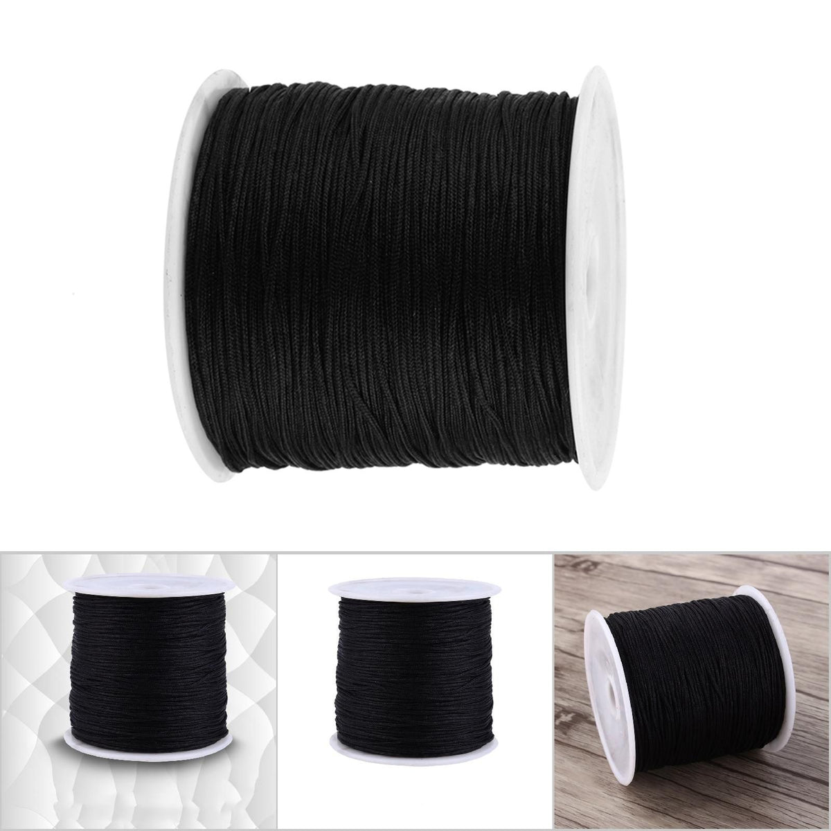 100M x 0.8mm Nylon Chinese Knot Cord Rattail Macrame Shamballa Thread String Black