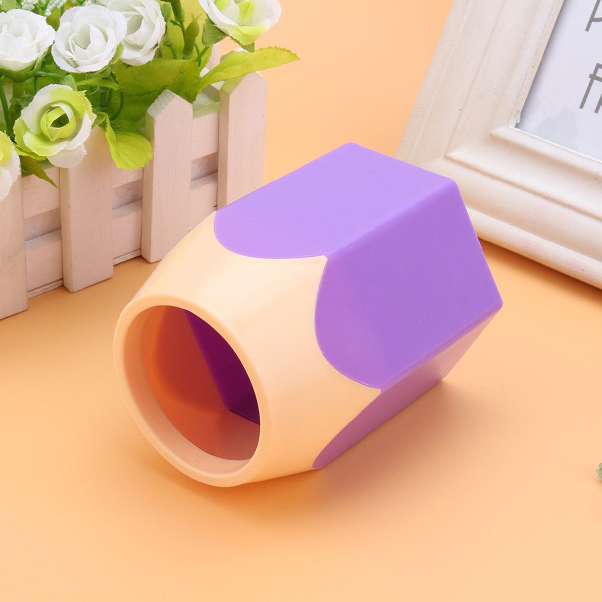 Creative Makeup Brush Holder Pen Vase Pencil Pot Stationery Box Desk Container(Purple)