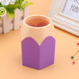 Creative Makeup Brush Holder Pen Vase Pencil Pot Stationery Box Desk Container(Purple)