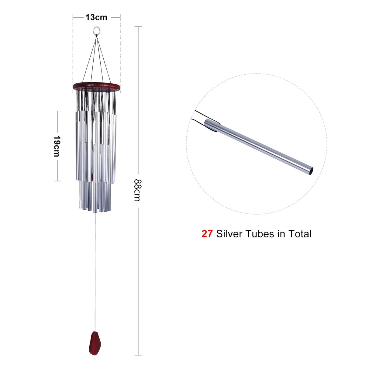 27 Tubes Wind Chimes Tube Gift Decoration for Yard Garden Outdoor Living