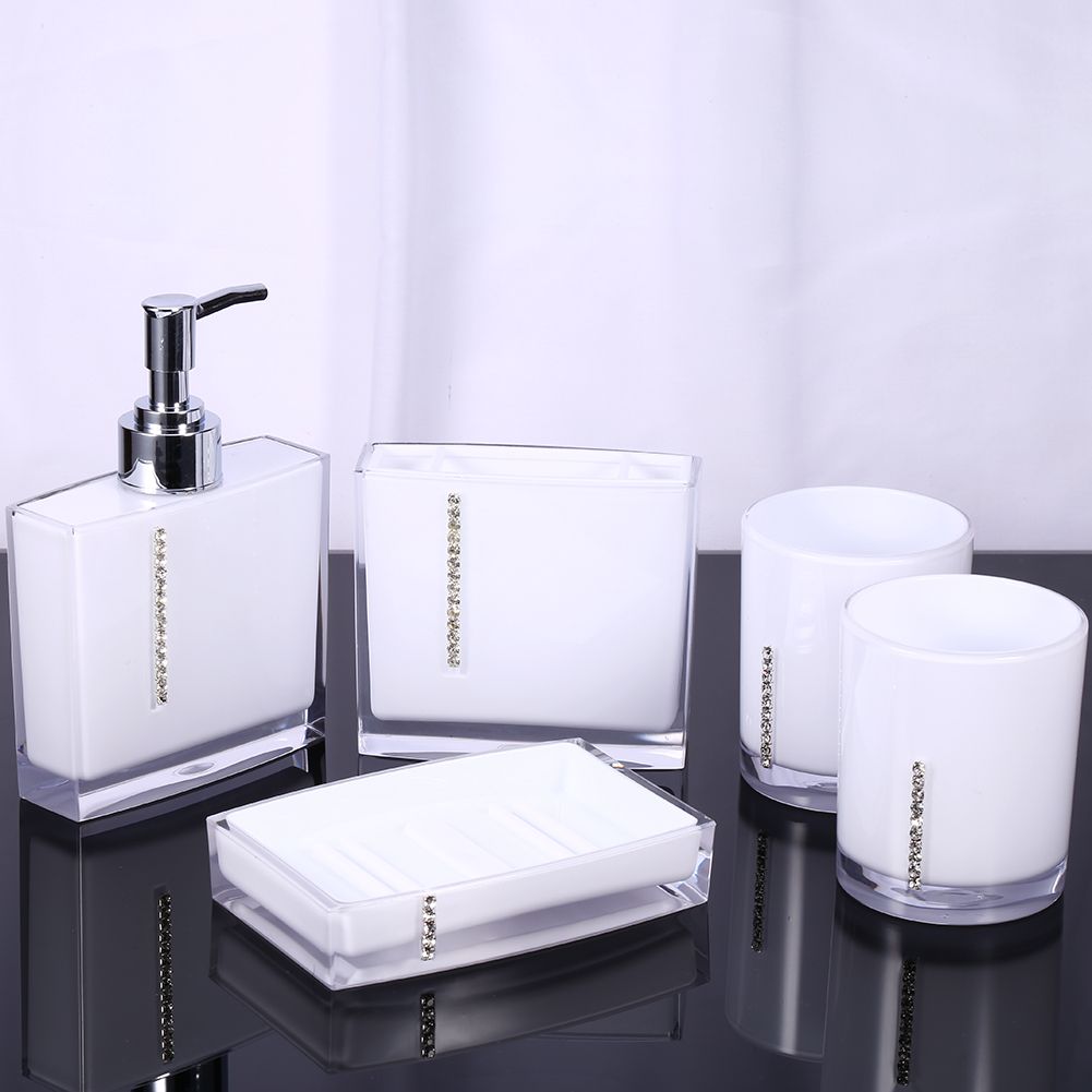 5PCS Suit Acrylic Bathroom Accessories Set Bath Cup Toothbrush Holder Soap Dish