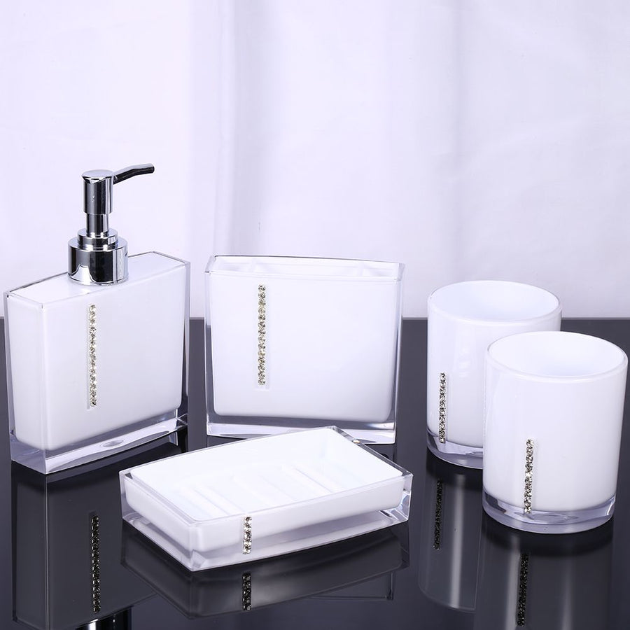 5PCS Suit Acrylic Bathroom Accessories Set Bath Cup Toothbrush Holder Soap Dish