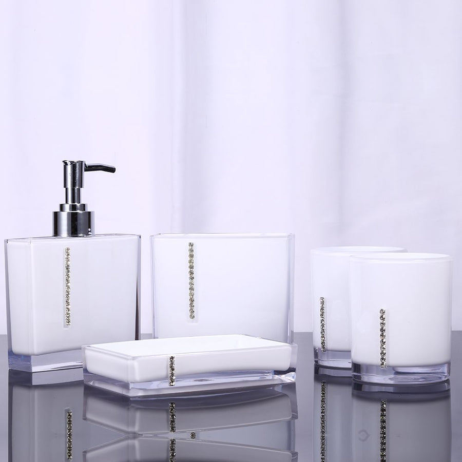 5PCS Suit Acrylic Bathroom Accessories Set Bath Cup Toothbrush Holder Soap Dish
