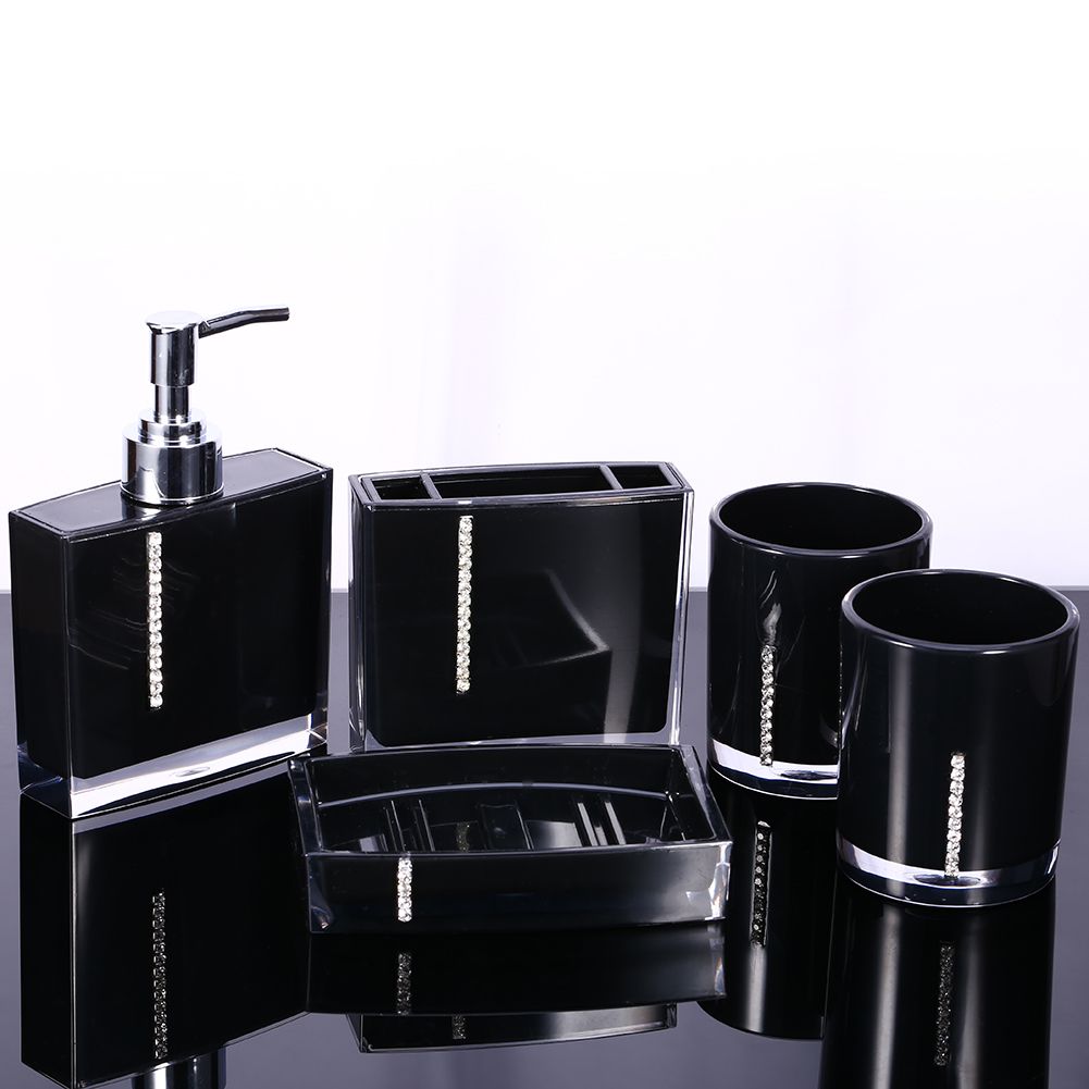5PC/Set Acrylic Bathroom Accessories Bath Cup Bottle Toothbrush Holder Soap Dish