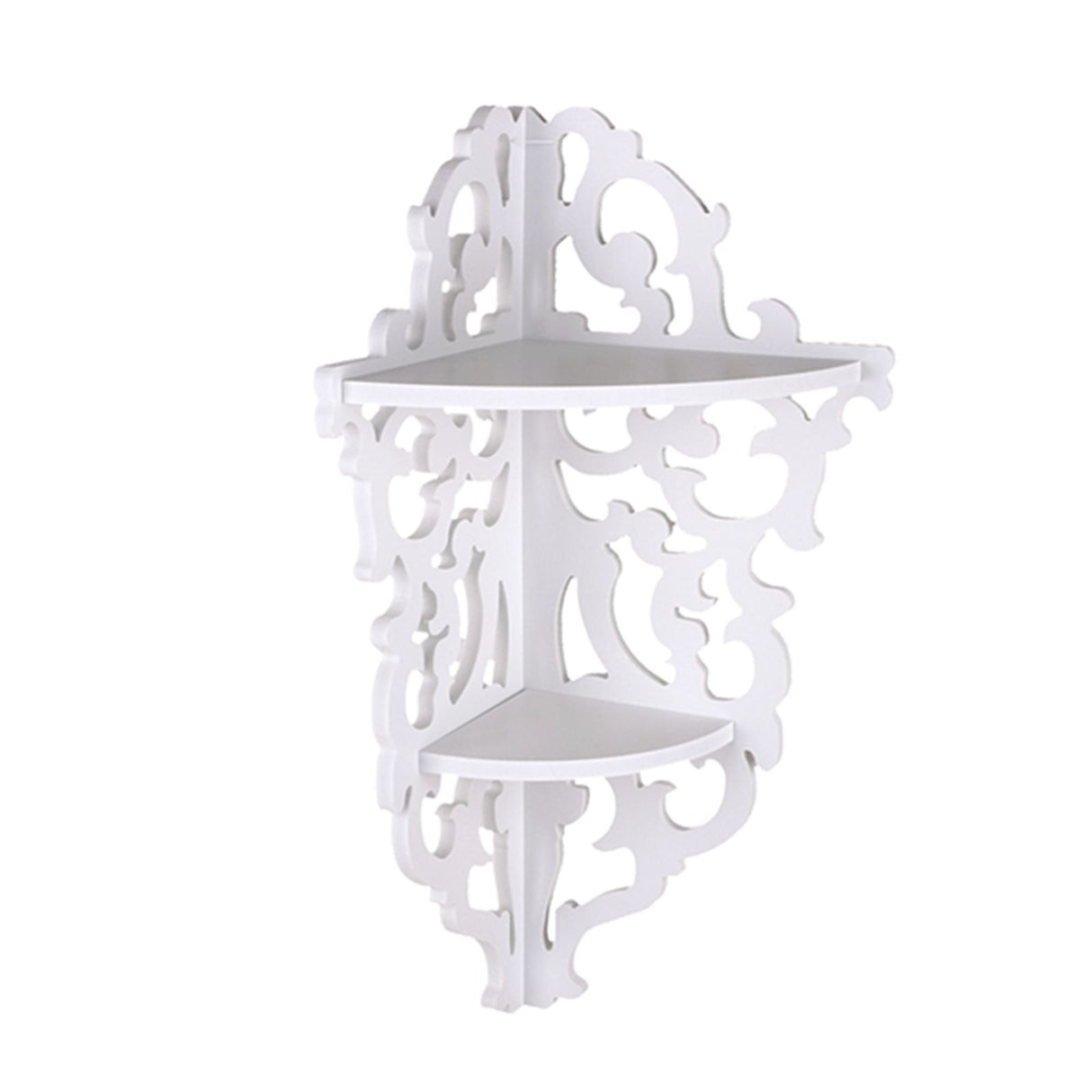 2 Tier Carved Home Bathroom Corner Shower Storage Shelf Rack Stand Display White