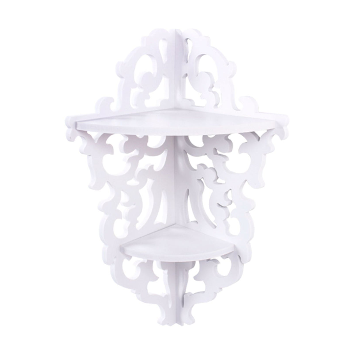 2 Tier Carved Home Bathroom Corner Shower Storage Shelf Rack Stand Display White