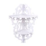 2 Tier Carved Home Bathroom Corner Shower Storage Shelf Rack Stand Display White