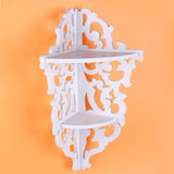 2 Tier Carved Home Bathroom Corner Shower Storage Shelf Rack Stand Display White