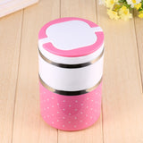 2 Layer Stainless Steel Insulation Thermo Thermal Lunch Box Food Container Hot - Rear View