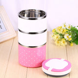 3 Layer Stainless Steel Insulation Thermo Thermal Lunch Box Food Container Hot - Side View