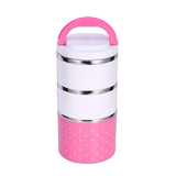 3 Layer Stainless Steel Insulation Thermo Thermal Lunch Box Food Container Hot - Rear View