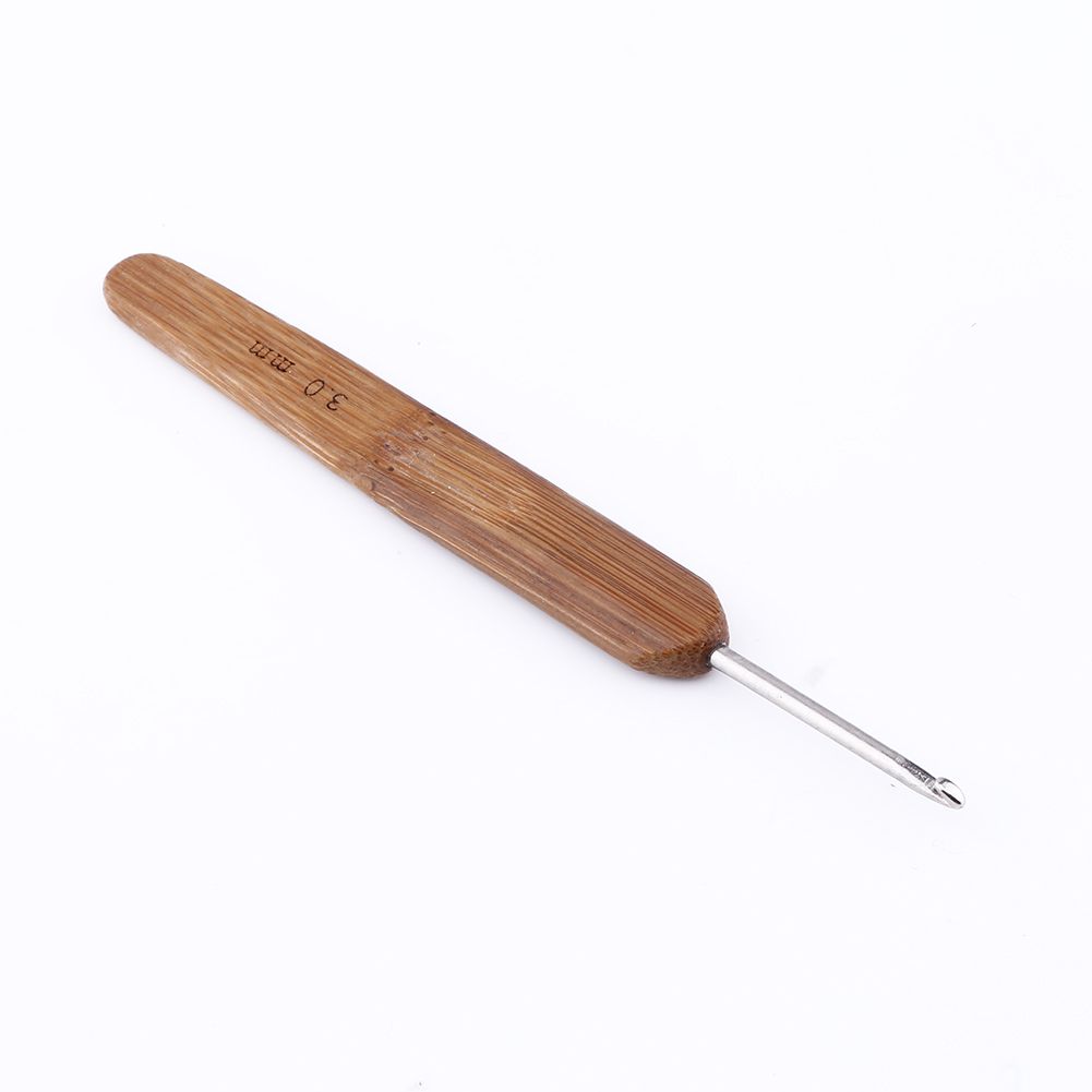 10pcs Bamboo Handle Aluminum Crochet Hook Knitting Knit Needle Weave Yarn Set