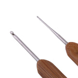 10pcs Bamboo Handle Aluminum Crochet Hook Knitting Knit Needle Weave Yarn Set