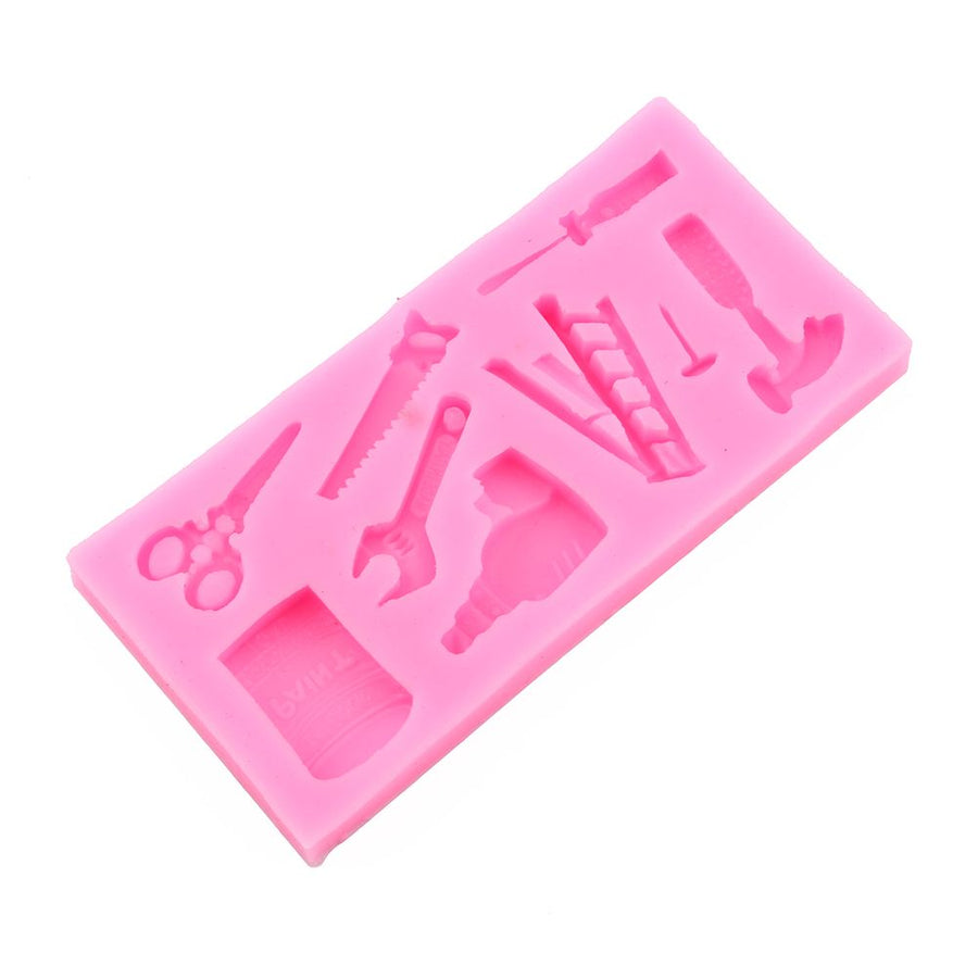 Lovely Silicone Cake Fondant Mold Topper Hammer Spanner Tools DIY Baking Moulds