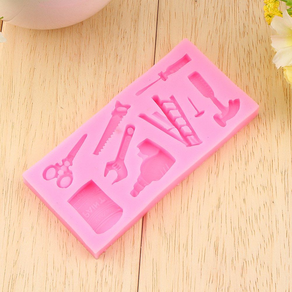 Lovely Silicone Cake Fondant Mold Topper Hammer Spanner Tools DIY Baking Moulds